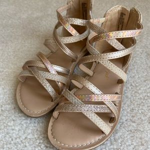 Gold metallic girls high ankle sandals